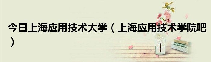 今日上海应用技术大学（上海应用技术学院吧）