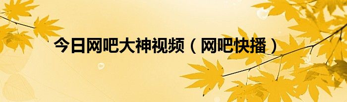今日网吧大神视频（网吧快播）