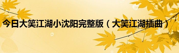 今日大笑江湖小沈阳完整版（大笑江湖插曲）