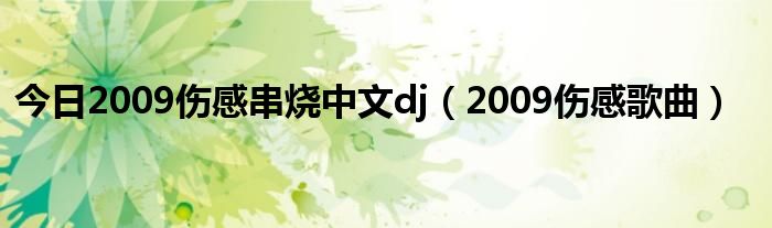 今日2009伤感串烧中文dj（2009伤感歌曲）