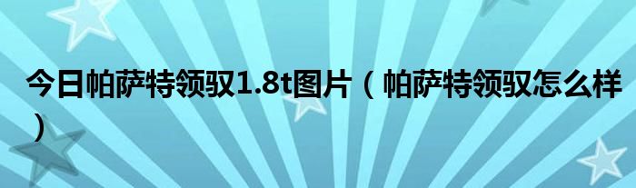 今日帕萨特领驭1.8t图片（帕萨特领驭怎么样）