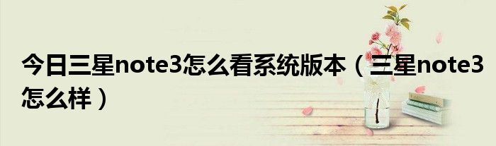 今日三星note3怎么看系统版本（三星note3怎么样）