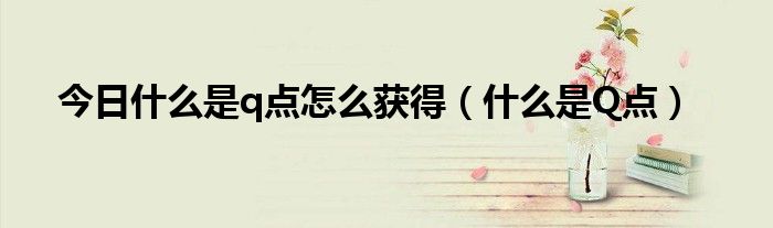 今日什么是q点怎么获得（什么是Q点）