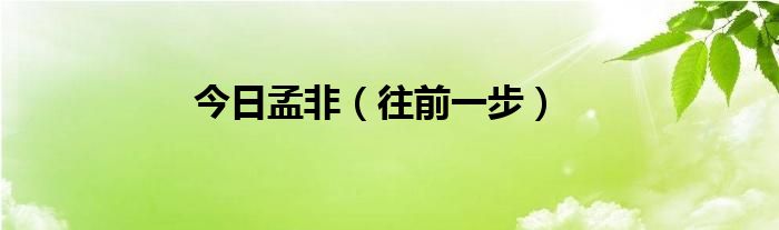 今日孟非（往前一步）