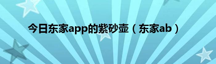 今日东家app的紫砂壶（东家ab）