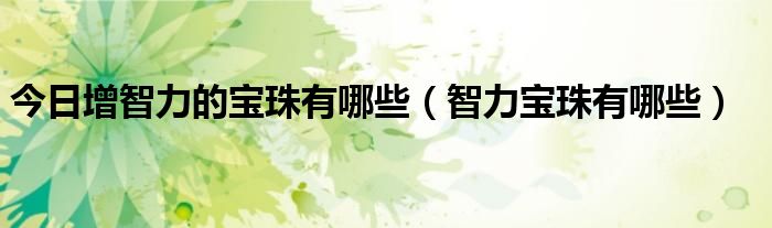 今日增智力的宝珠有哪些（智力宝珠有哪些）