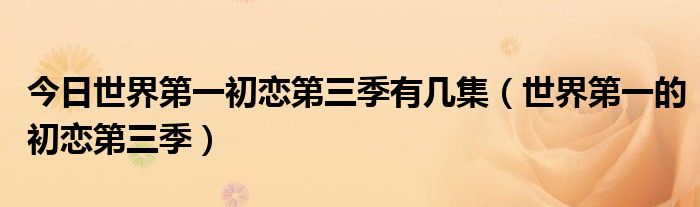 今日世界第一初恋第三季有几集（世界第一的初恋第三季）