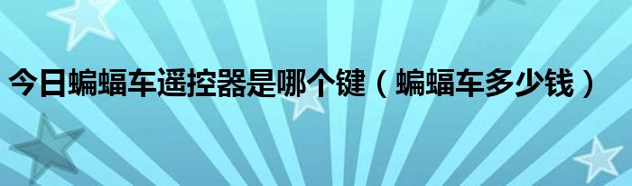今日蝙蝠车遥控器是哪个键（蝙蝠车多少钱）