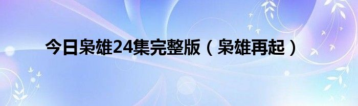 今日枭雄24集完整版（枭雄再起）