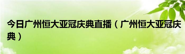 今日广州恒大亚冠庆典直播（广州恒大亚冠庆典）
