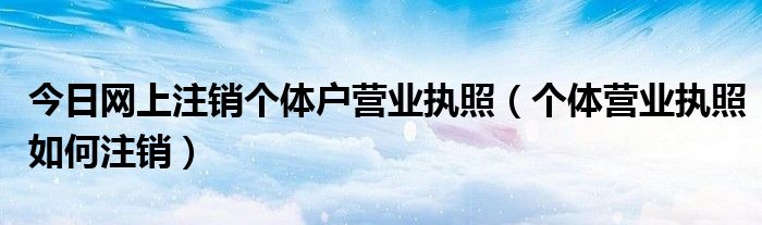 今日网上注销个体户营业执照（个体营业执照如何注销）