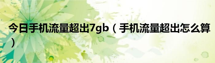今日手机流量超出7gb（手机流量超出怎么算）