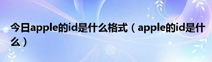 今日apple的id是什么格式（apple的id是什么）