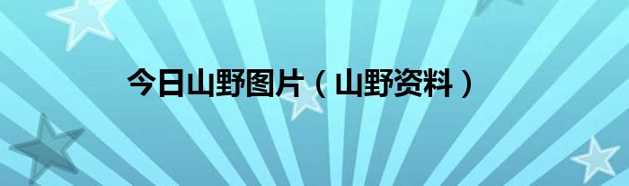 今日山野图片（山野资料）