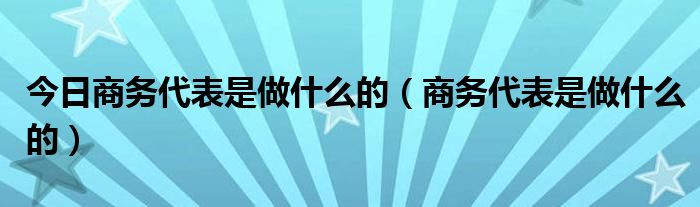 今日商务代表是做什么的（商务代表是做什么的）