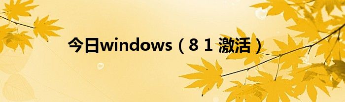 今日windows（8 1 激活）