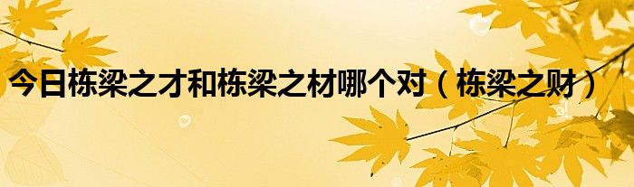 今日栋梁之才和栋梁之材哪个对（栋梁之财）