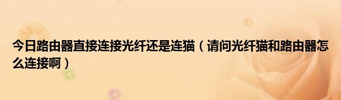 今日路由器直接连接光纤还是连猫（请问光纤猫和路由器怎么连接啊）