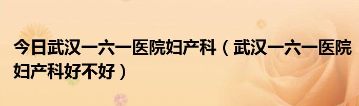 今日武汉一六一医院妇产科（武汉一六一医院妇产科好不好）