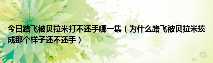 贝拉米酒馆嘲笑路飞为啥路飞不还手？贝拉米奶粉怎么样