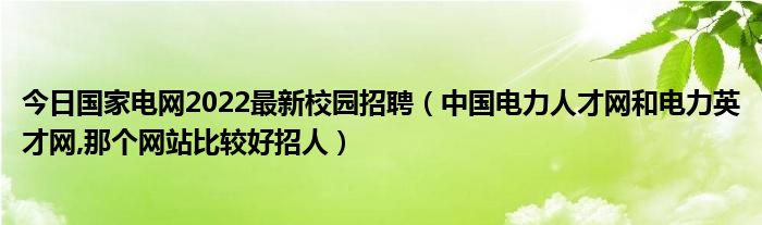 今日国家电网2022最新校园招聘（中国电力人才网和电力英才网,那个网站比较好招人）