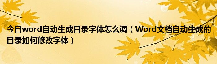 今日word自动生成目录字体怎么调（Word文档自动生成的目录如何修改字体）