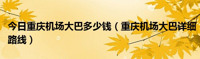 今日重庆机场大巴多少钱（重庆机场大巴详细路线）