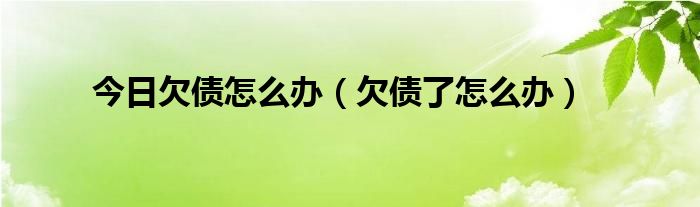 今日欠债怎么办（欠债了怎么办）