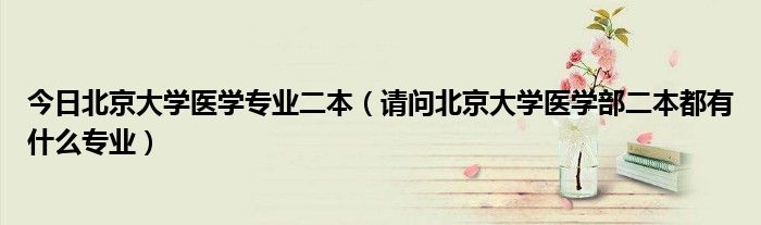 今日北京大学医学专业二本（请问北京大学医学部二本都有什么专业）