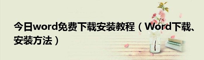 今日word免费下载安装教程（Word下载、安装方法）