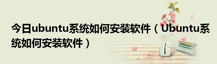 今日ubuntu系统如何安装软件（Ubuntu系统如何安装软件）