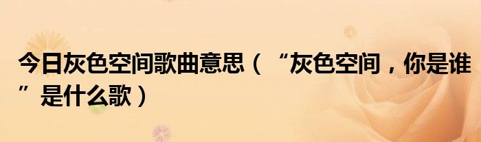 今日灰色空间歌曲意思（“灰色空间，你是谁”是什么歌）