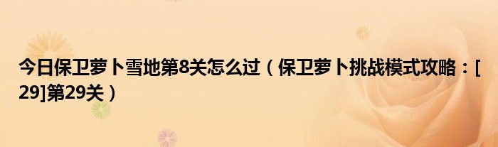 今日保卫萝卜雪地第8关怎么过（保卫萝卜挑战模式攻略：[29]第29关）