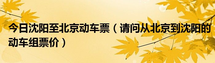 今日沈阳至北京动车票（请问从北京到沈阳的动车组票价）