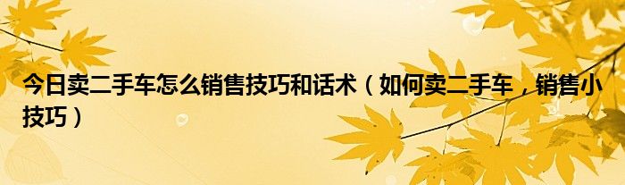 今日卖二手车怎么销售技巧和话术（如何卖二手车，销售小技巧）