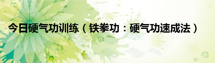 今日硬气功训练（铁拳功：硬气功速成法）