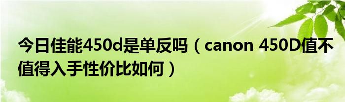 今日佳能450d是单反吗（canon 450D值不值得入手性价比如何）