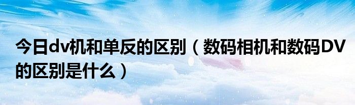 今日dv机和单反的区别（数码相机和数码DV的区别是什么）