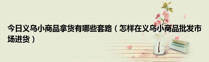 今日义乌小商品拿货有哪些套路（怎样在义乌小商品批发市场进货）