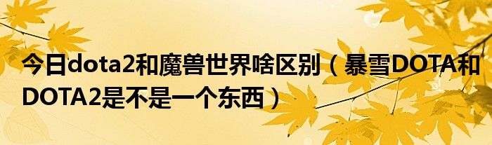 今日dota2和魔兽世界啥区别（暴雪DOTA和DOTA2是不是一个东西）