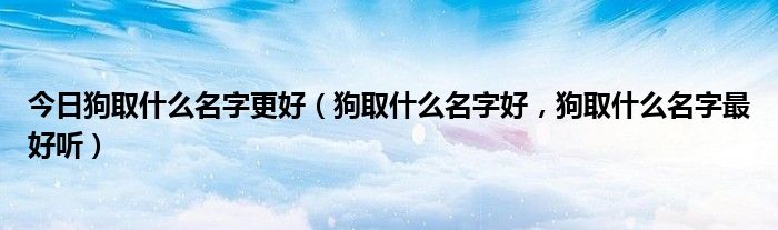今日狗取什么名字更好（狗取什么名字好，狗取什么名字最好听）