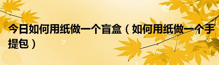 今日如何用纸做一个盲盒（如何用纸做一个手提包）