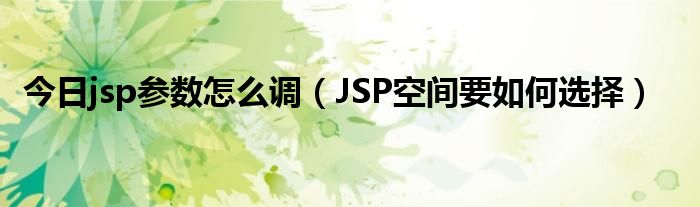 今日jsp参数怎么调（JSP空间要如何选择）