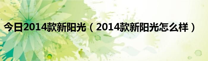 今日2014款新阳光（2014款新阳光怎么样）