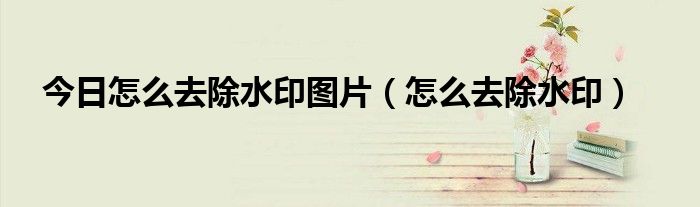 今日怎么去除水印图片（怎么去除水印）