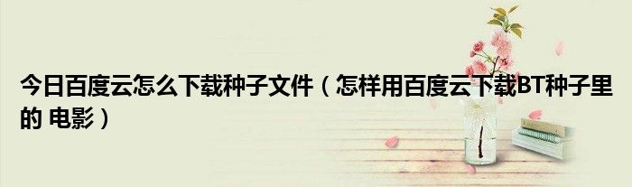 今日百度云怎么下载种子文件（怎样用百度云下载BT种子里的 电影）