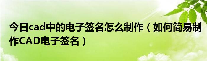 今日cad中的电子签名怎么制作（如何简易制作CAD电子签名）