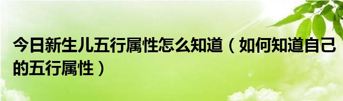 今日新生儿五行属性怎么知道（如何知道自己的五行属性）