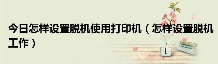 今日怎样设置脱机使用打印机（怎样设置脱机工作）