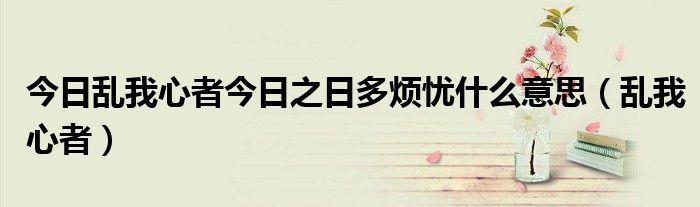 今日乱我心者今日之日多烦忧什么意思（乱我心者）